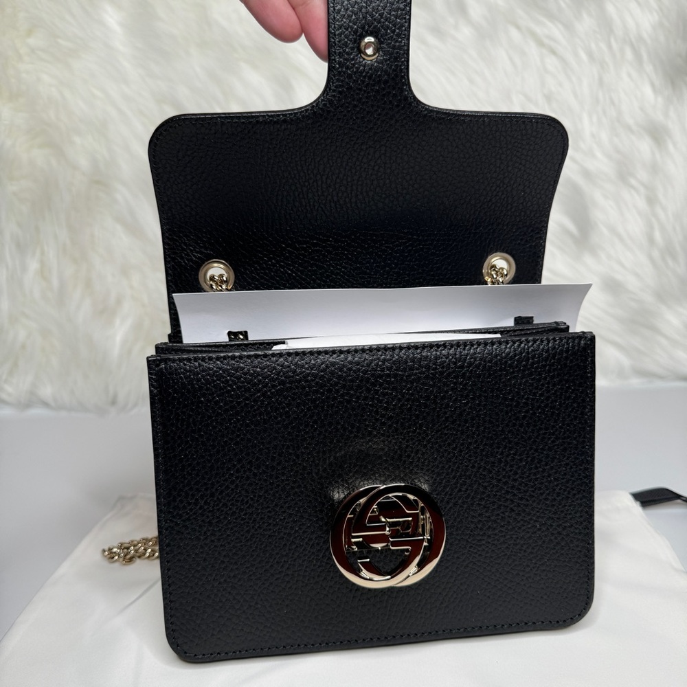 Gucci Black Icon GG Interlocking Small Crossbody Bag - Picture 7 of 12